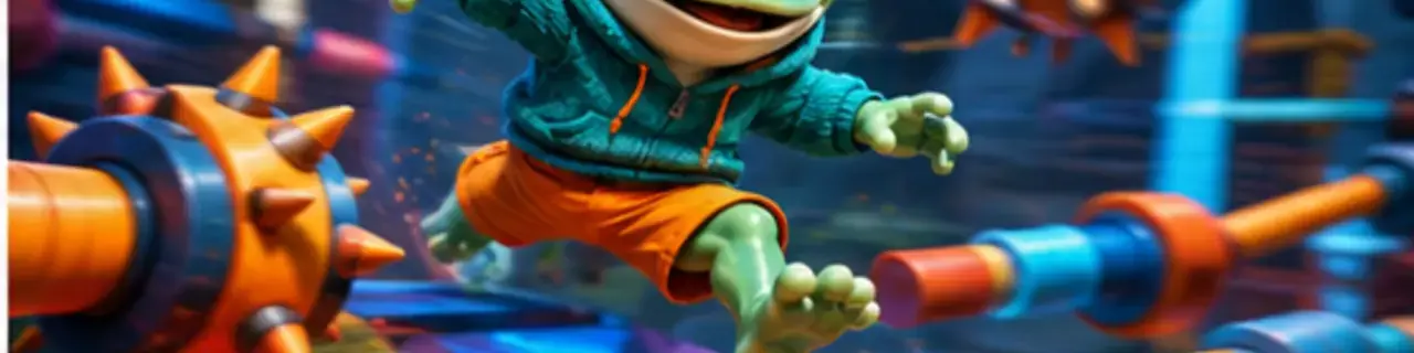 Action Games category banner featuring the GamesFree.gg frog mascot