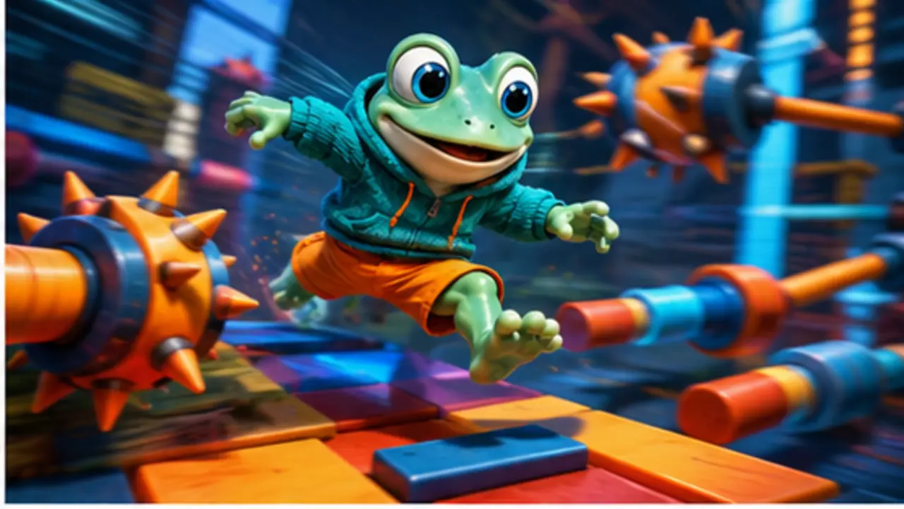 GamesFree.gg frog mascot in Action games artwork