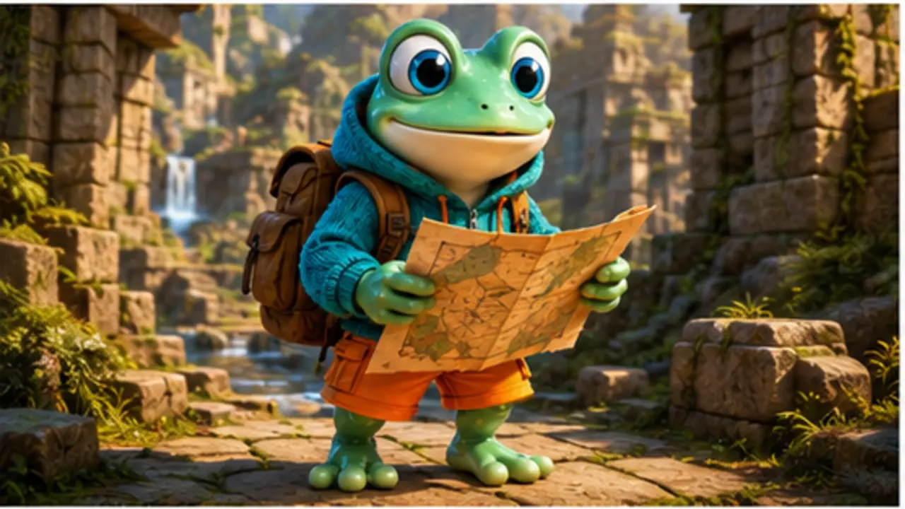GamesFree.gg frog mascot in Adventure games artwork