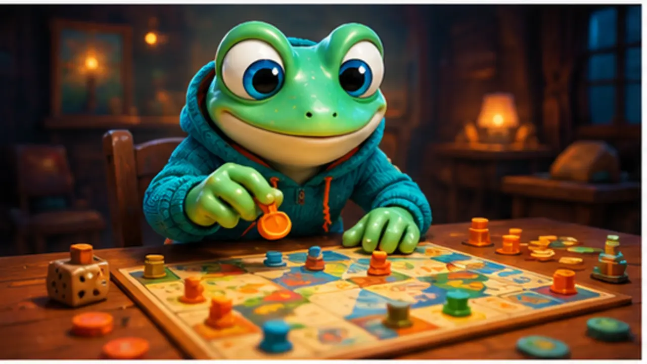 GamesFree.gg frog mascot in Board games artwork