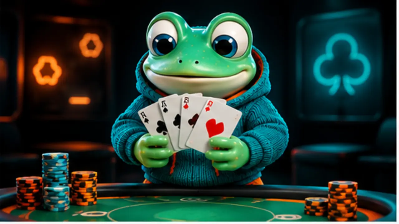 GamesFree.gg frog mascot in Cards games artwork