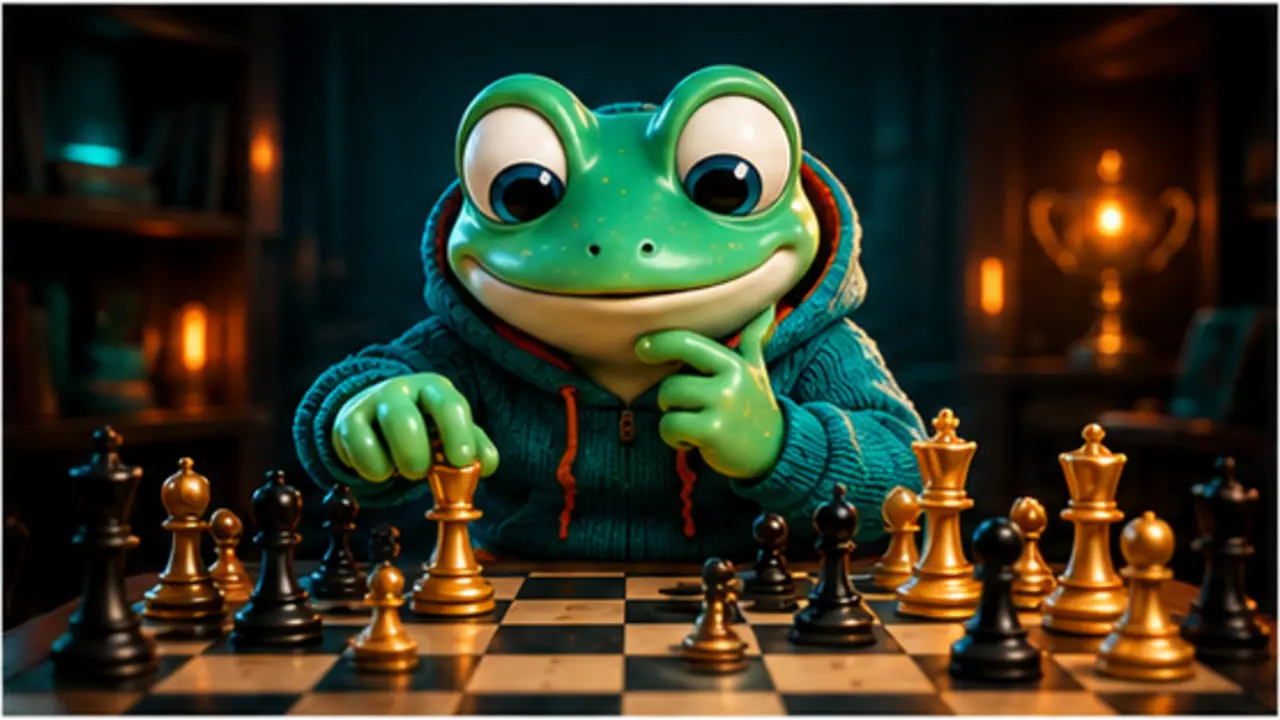 GamesFree.gg frog mascot in Chess games artwork