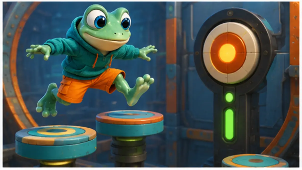 GamesFree.gg frog mascot in Skill games artwork