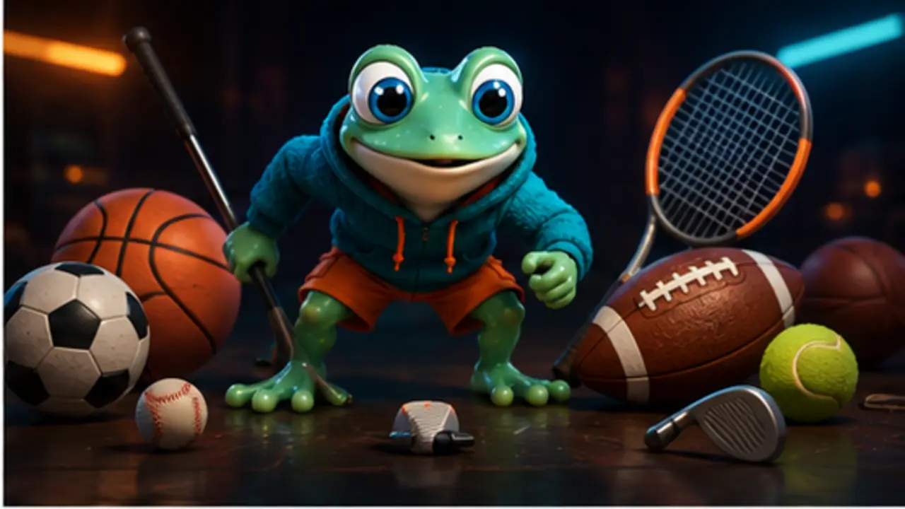 GamesFree.gg frog mascot in Sports games artwork