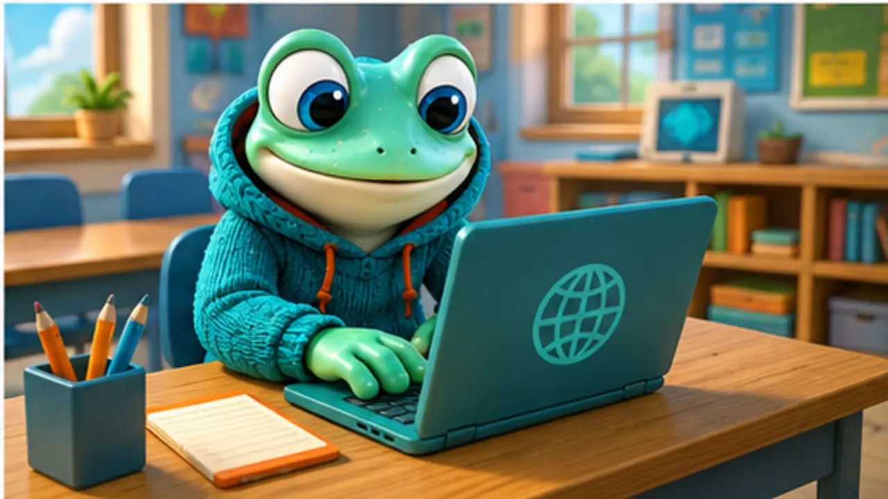 GamesFree.gg frog mascot in Unblocked games artwork